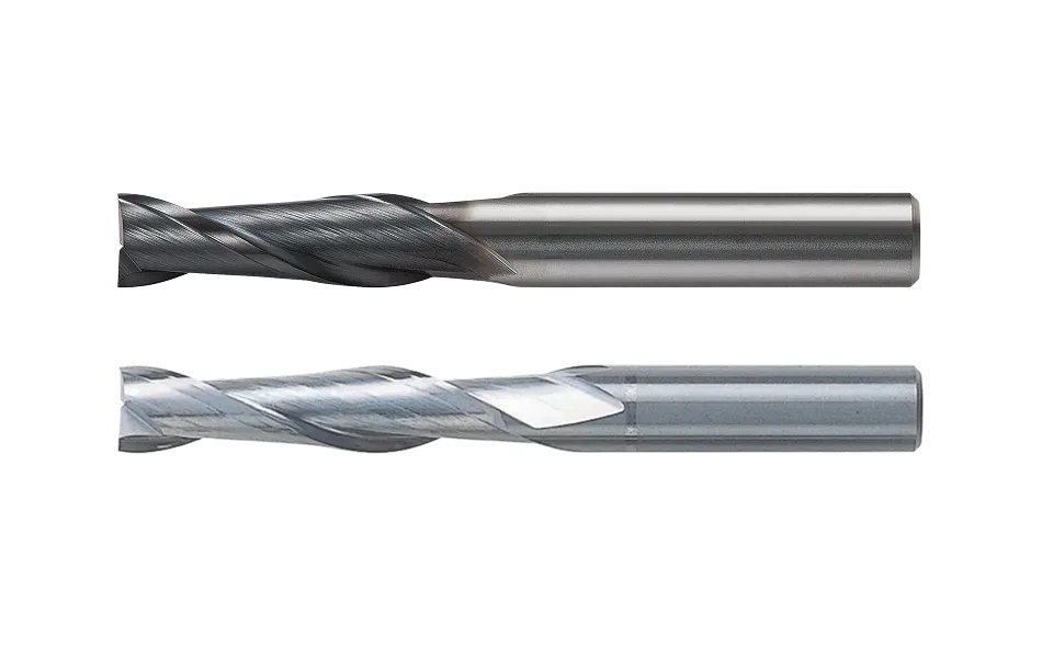 上）　コーティングエンドミル（下）　ノンコートエンドミル